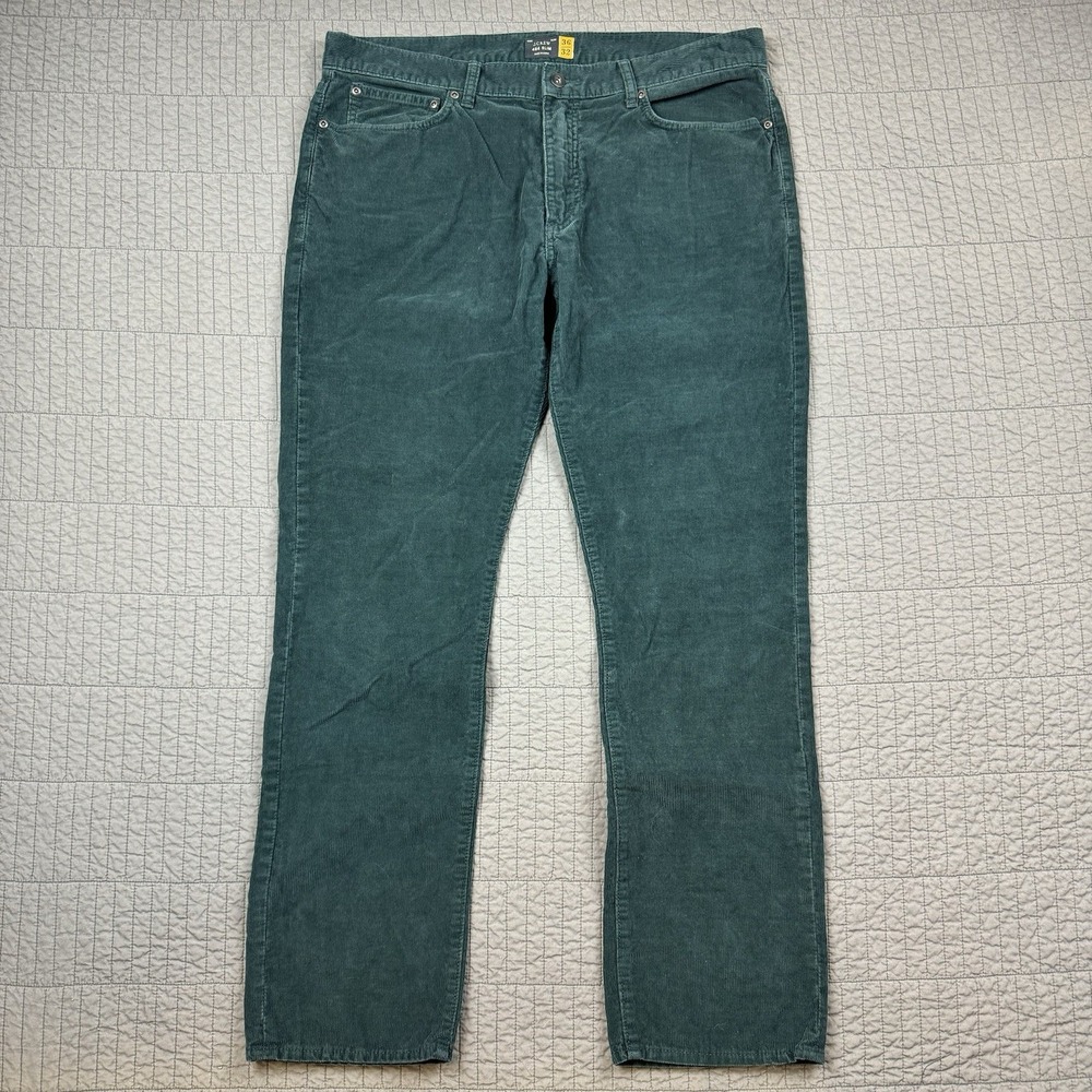 J‎ Crew Pants Men's 36x32 Green 484 Slim Straight Fit Corduroy Classic Preppy